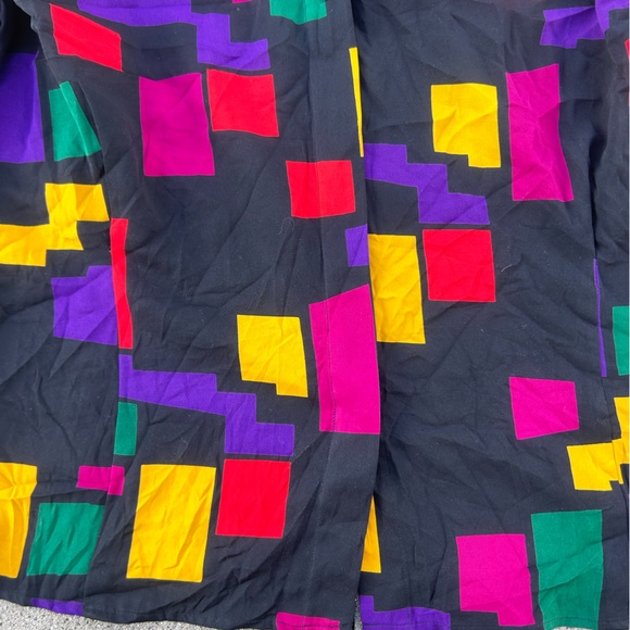 80s VTG Pierre Cardin Colorblock Blouse Sz 10 Red Purple Yellow Black - Picture 4 of 6